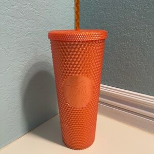Starbucks 24oz Venti Orange Pearly Bling Studded Halloween Tumbler Cup Like New